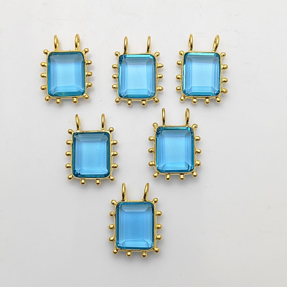 Faceted Blue Topaz Rectangle Gemstone Pendant December Birthstone Handmade Jewelry