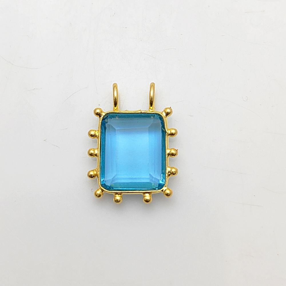 Faceted Blue Topaz Rectangle Gemstone Pendant December Birthstone Handmade Jewelry