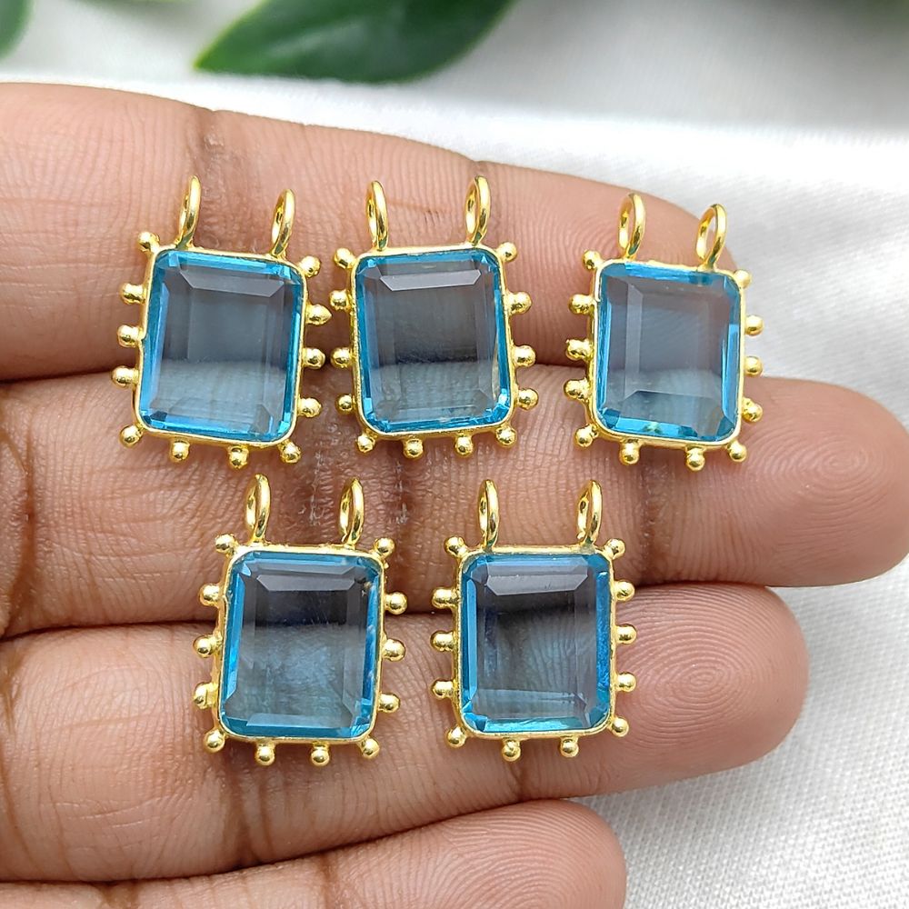 Faceted Blue Topaz Pendant – December Birthstone Handmade Jewelry for Necklace