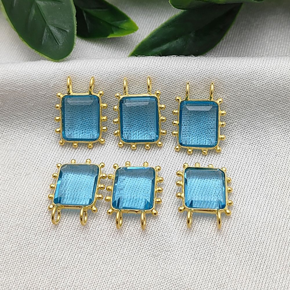 Blue Topaz Rectangle Gemstone Pendant – Handmade December Birthstone Necklace