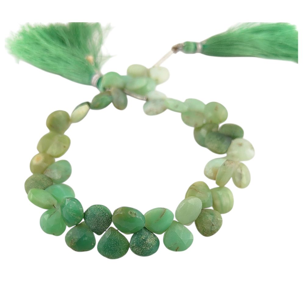 Chrysoprase Heart Beads – Natural Green Gemstones for Handmade Jewelry Creations
