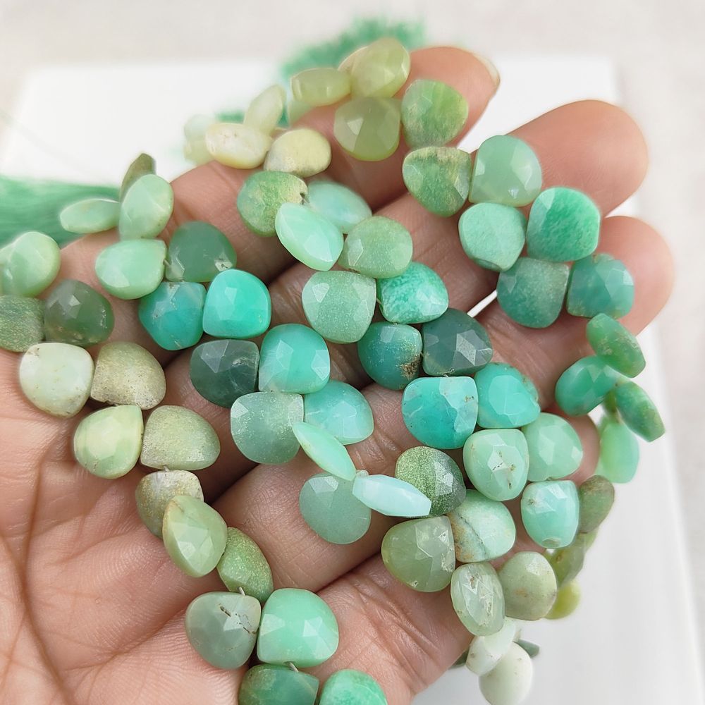 Natural Chrysoprase Beads – Vibrant Green Heart Beads for Jewelry Making