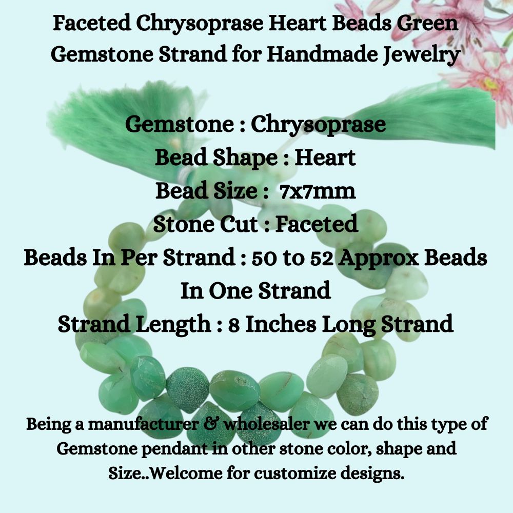 Faceted Chrysoprase Beads – Elegant Heart Shape Green Gemstones for DIY Jewelry