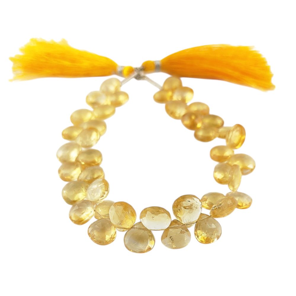 Citrine Heart Beads – Natural Golden Yellow Gemstones for Jewelry Design