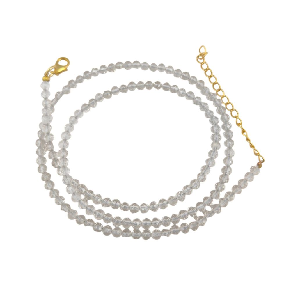 Gold Plated Sterling Silver Gemstone Necklace Handmade Multi-Stone Faceted Beaded Boho Chic Statement Jewelry with Adjustable 18+2 Inch Chain-Selling/Piece