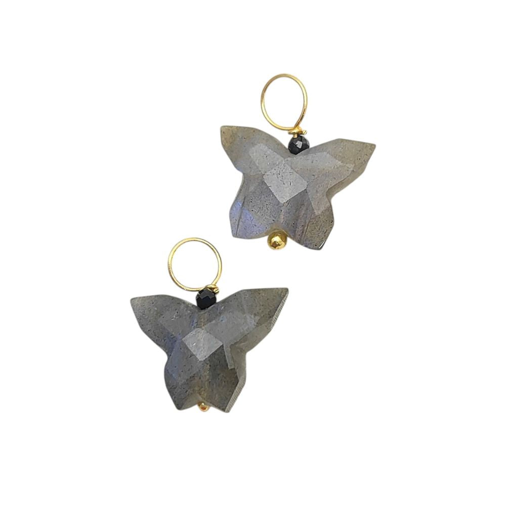 Faceted Multi-Gemstone Butterfly Pendant Gold Plated Wire Wrapped Charm for Jewelry Making- Selling Per Piece