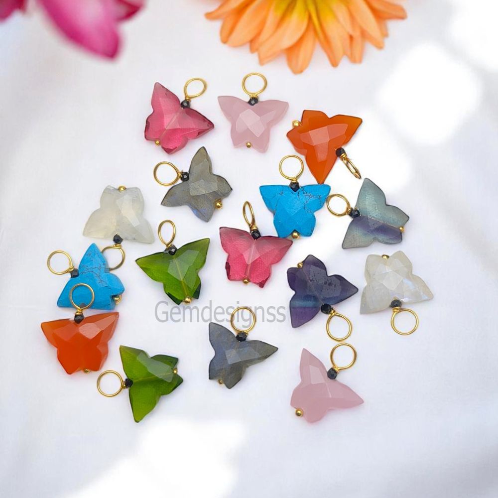 Faceted Multi-Gemstone Butterfly Charm