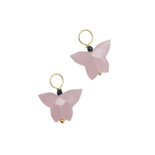 Faceted Pink Chalcedony Butterfly Charm