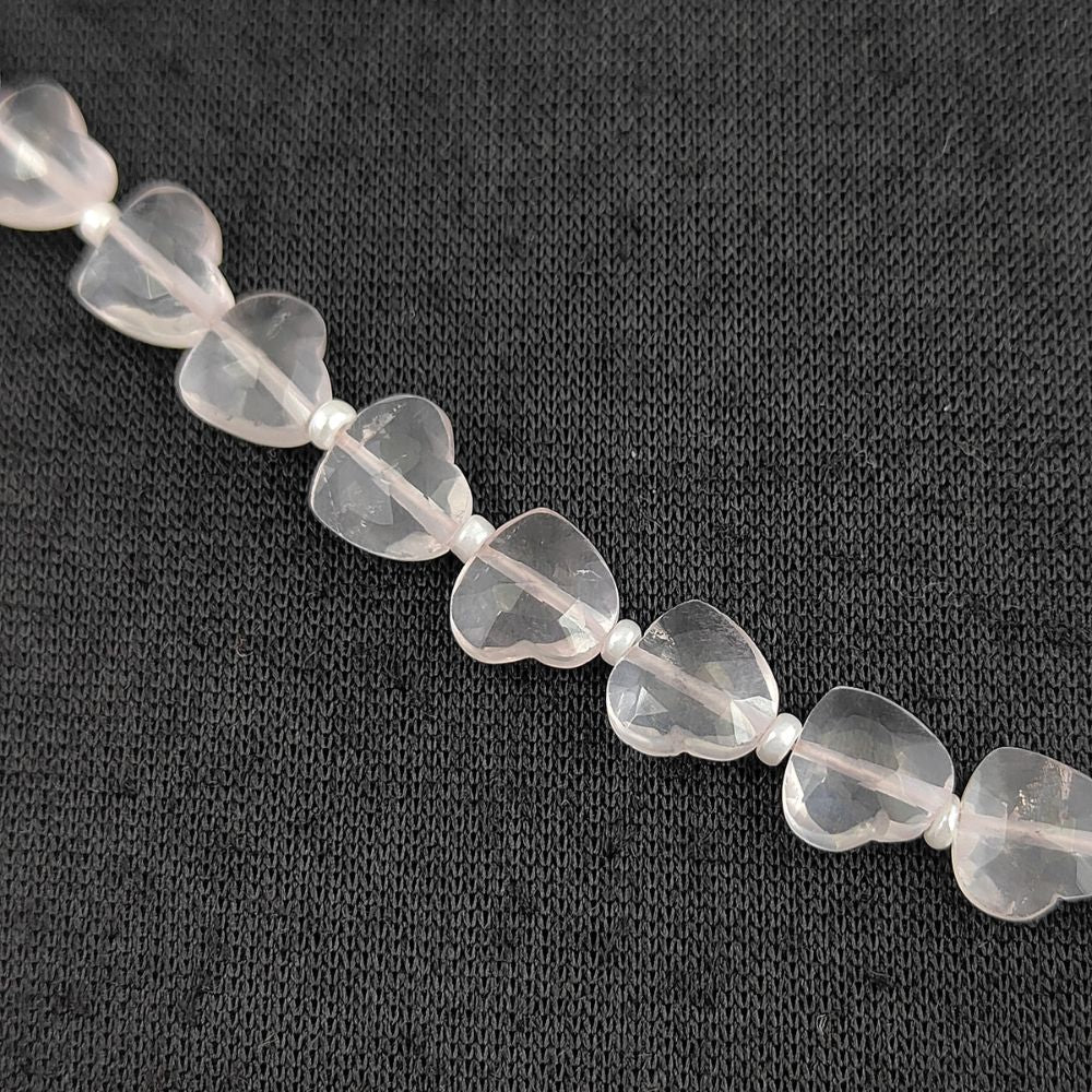 Faceted Rose Quartz Heart Shape Beads Beautiful 8-9mm Gemstones for Handmade Jewelry Crafting