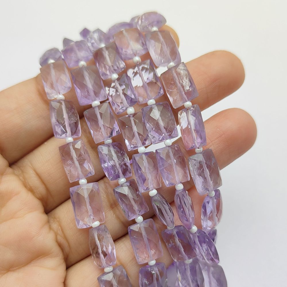 February Birthstone Pink Amethyst Rectangle Beads Loose Stones for Handmade Accessories