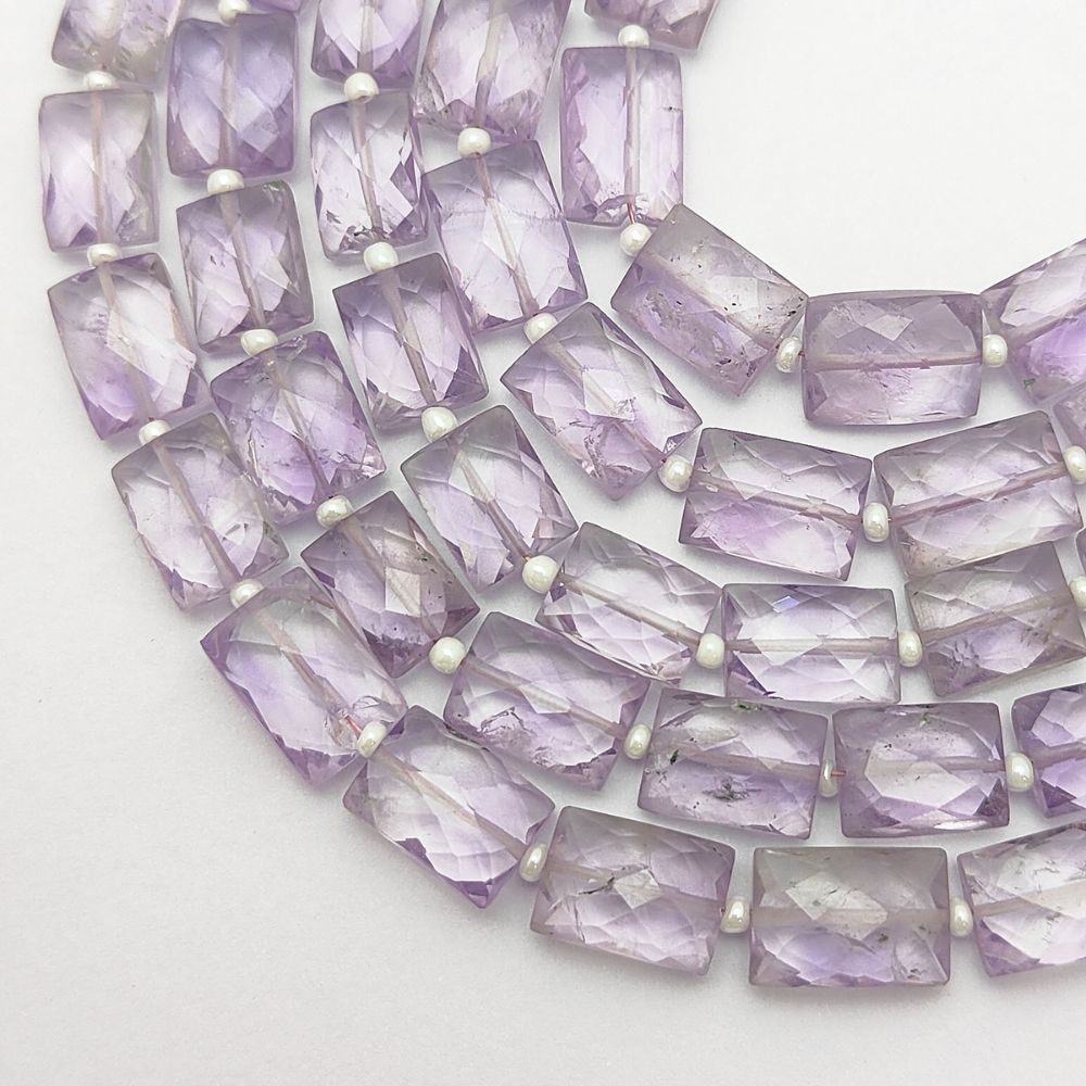 February Birthstone Pink Amethyst Rectangle Beads Loose Stones for Handmade Accessories
