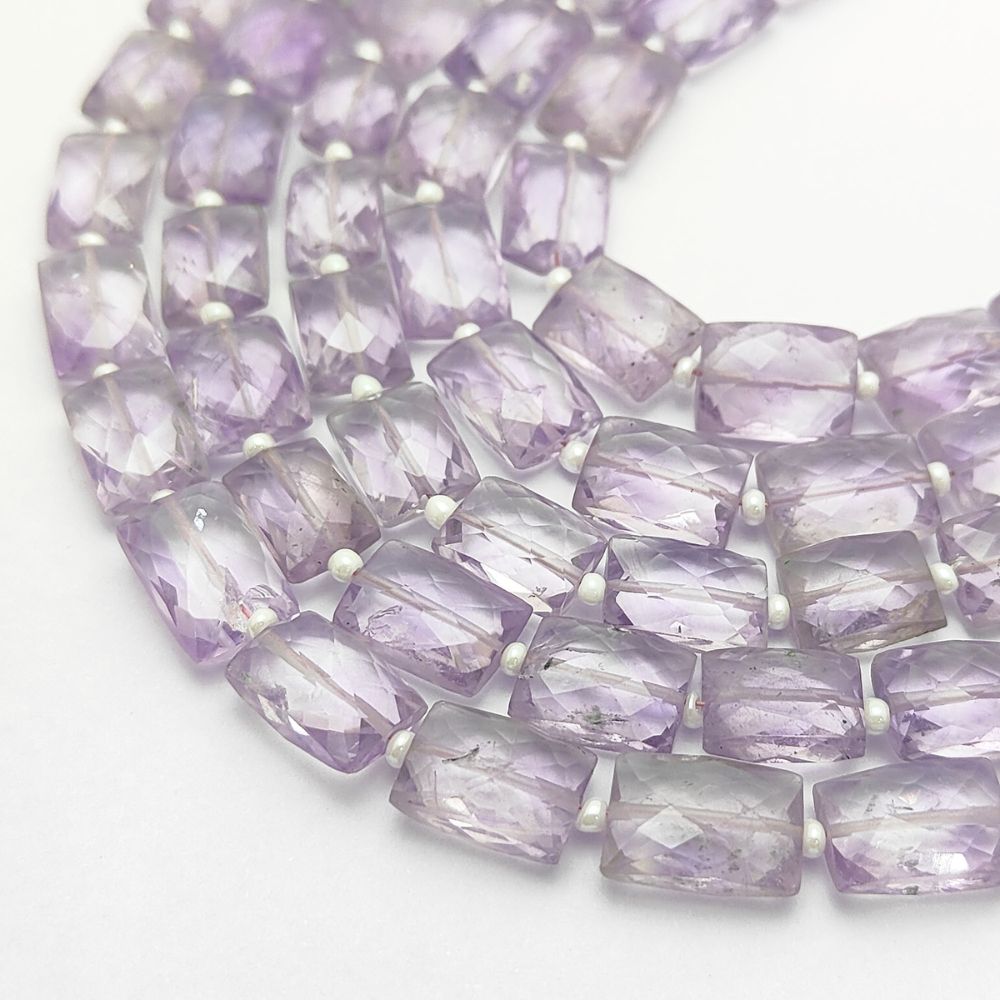 February Birthstone Pink Amethyst Rectangle Beads Loose Stones for Handmade Accessories