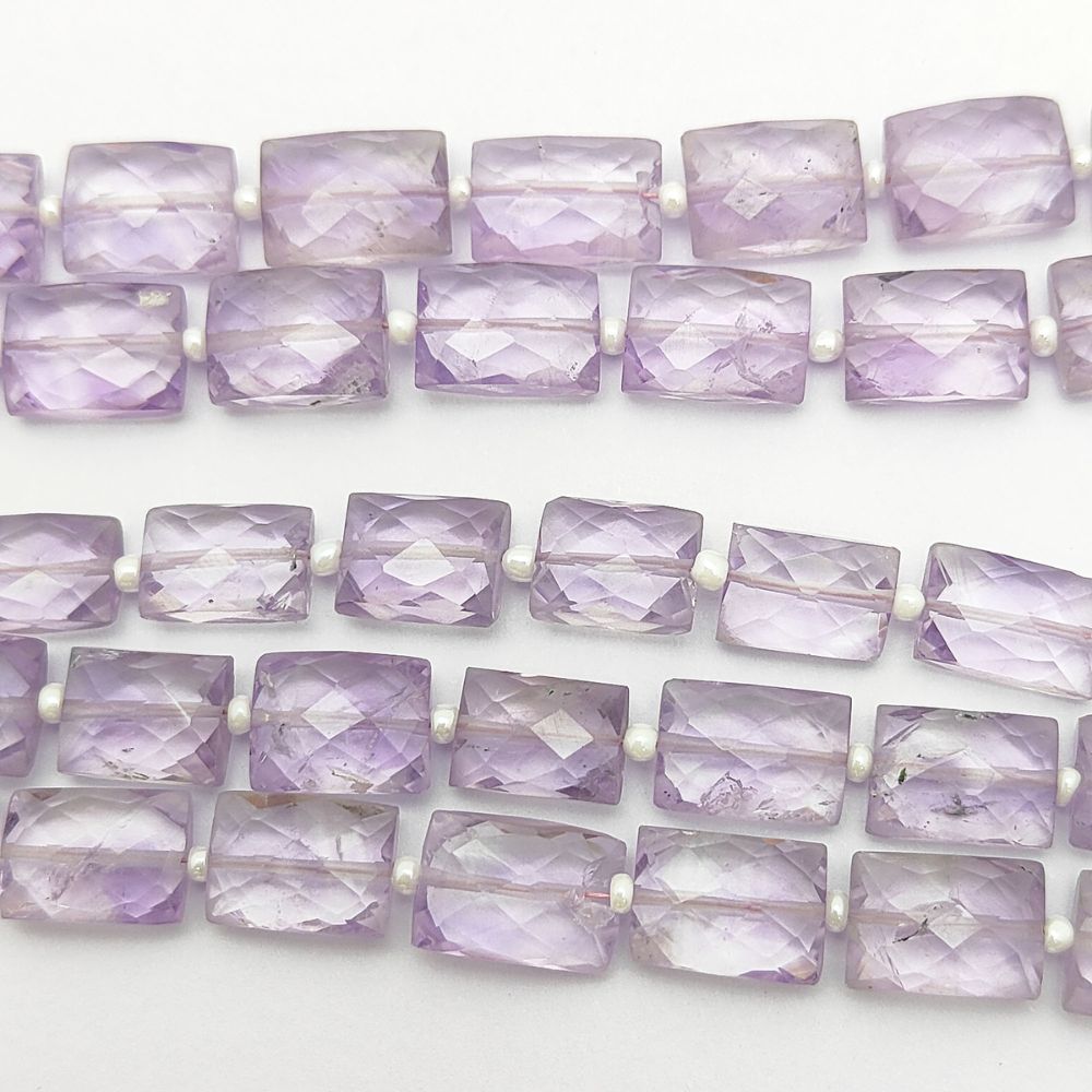 February Birthstone Pink Amethyst Rectangle Beads Loose Stones for Handmade Accessories