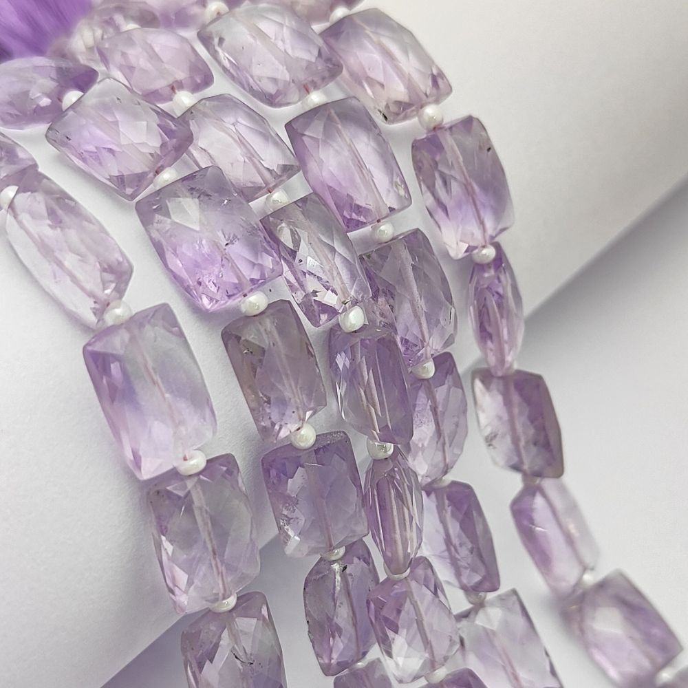 February Birthstone Pink Amethyst Rectangle Beads Loose Stones for Handmade Accessories