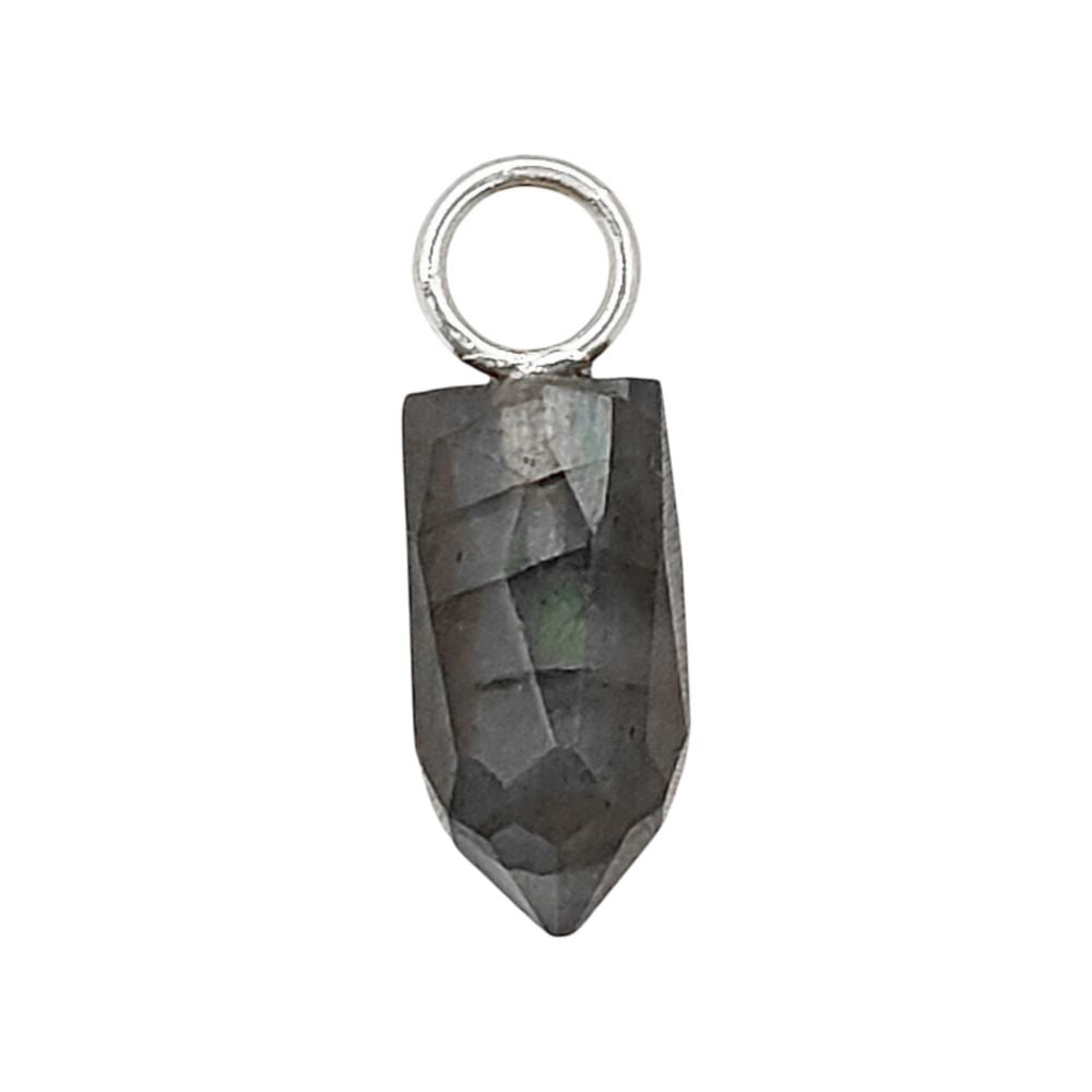 Flashy Blue Labradorite Pendant 14x6mm Natural Pencil Point Gemstone Spike in Gold Plated Sterling Silver, Handmade Dainty Crystal Jewelry- Selling Per Piece