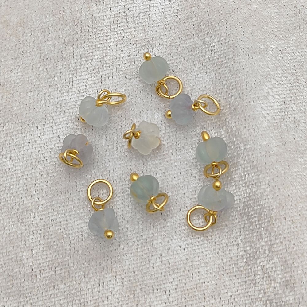 Fluorite Pumpkin Charm Pendant Hand-Carved Gemstone Bead for DIY Jewelry Making- Selling Per Piece