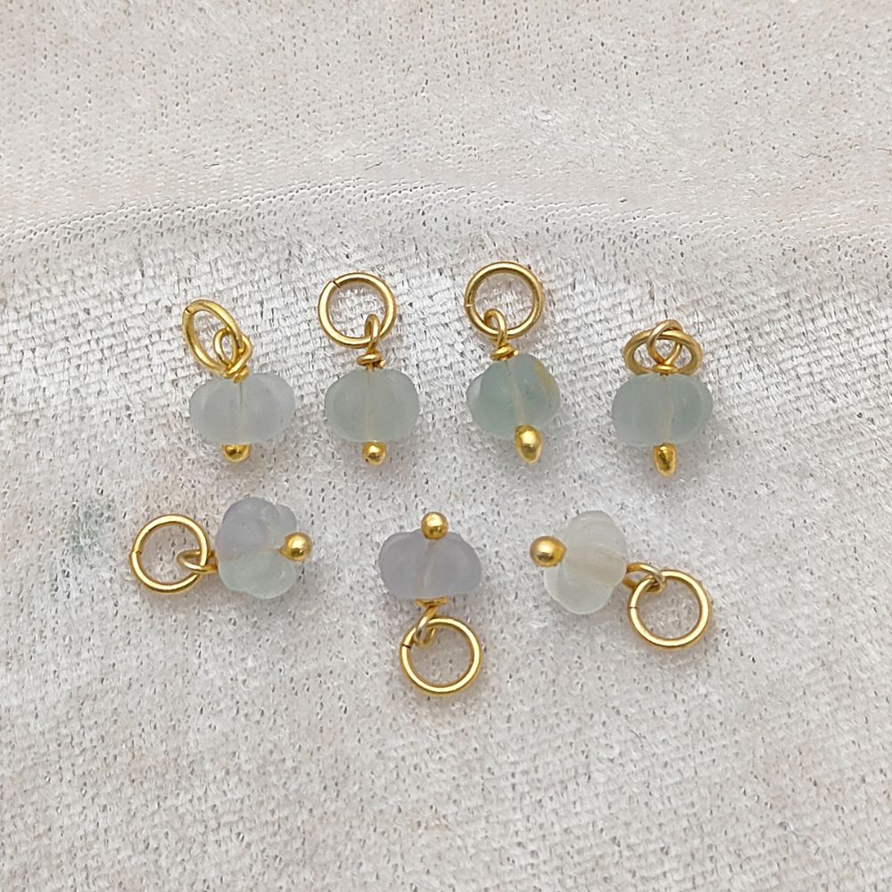 Fluorite Pumpkin Charm Pendant Hand-Carved Gemstone Bead for DIY Jewelry Making- Selling Per Piece