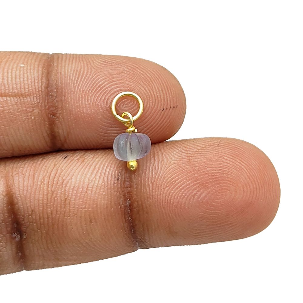 Fluorite Pumpkin Charm Pendant Hand-Carved Gemstone Bead for DIY Jewelry Making- Selling Per Piece