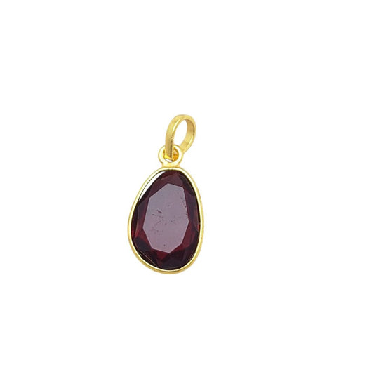 Garnet Pendant Necklace Irregular 10-15mm Stone Handmade Gold/Silver Plated Jewelry