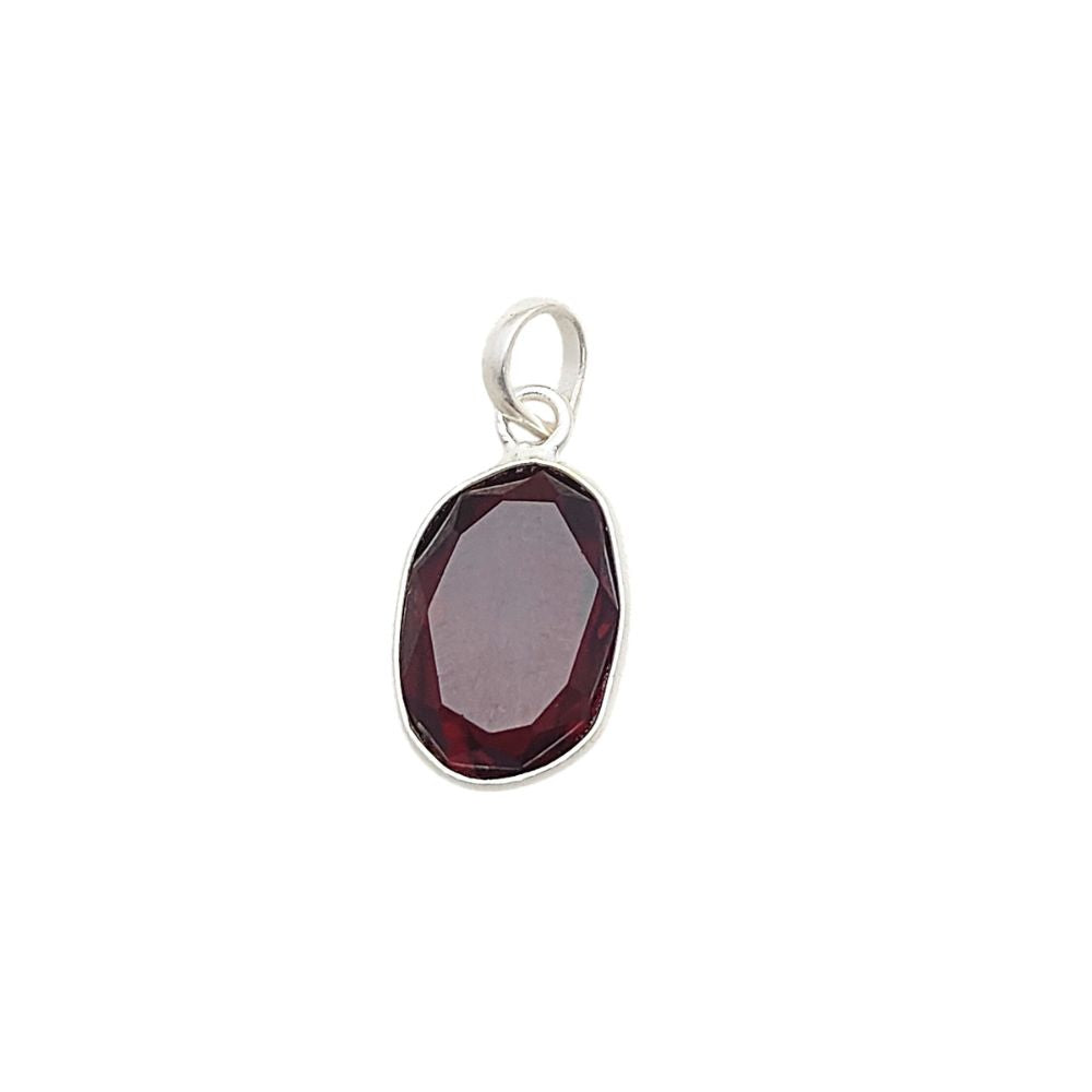 Garnet Pendant Necklace Irregular 10-15mm Stone Handmade Gold/Silver Plated Jewelry