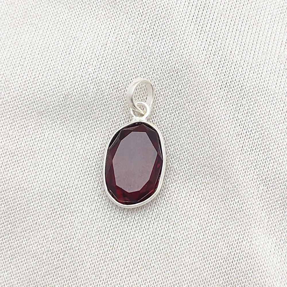 Garnet Pendant Necklace Irregular 10-15mm Stone Handmade Gold/Silver Plated Jewelry