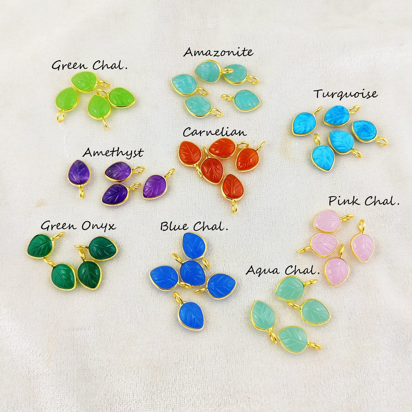 Leaf Carving Gemstone Pendant for Jewelry Making