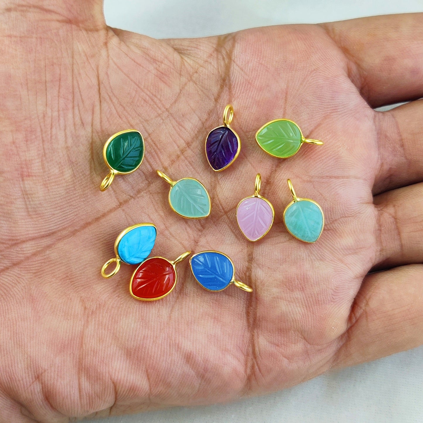 Multi-Gemstone Leaf Pendant