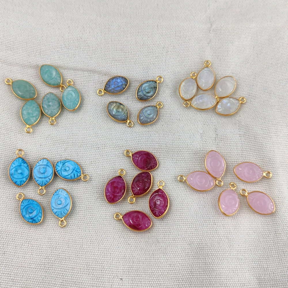 Gold Plated Chalcedony Evil Eye Connector