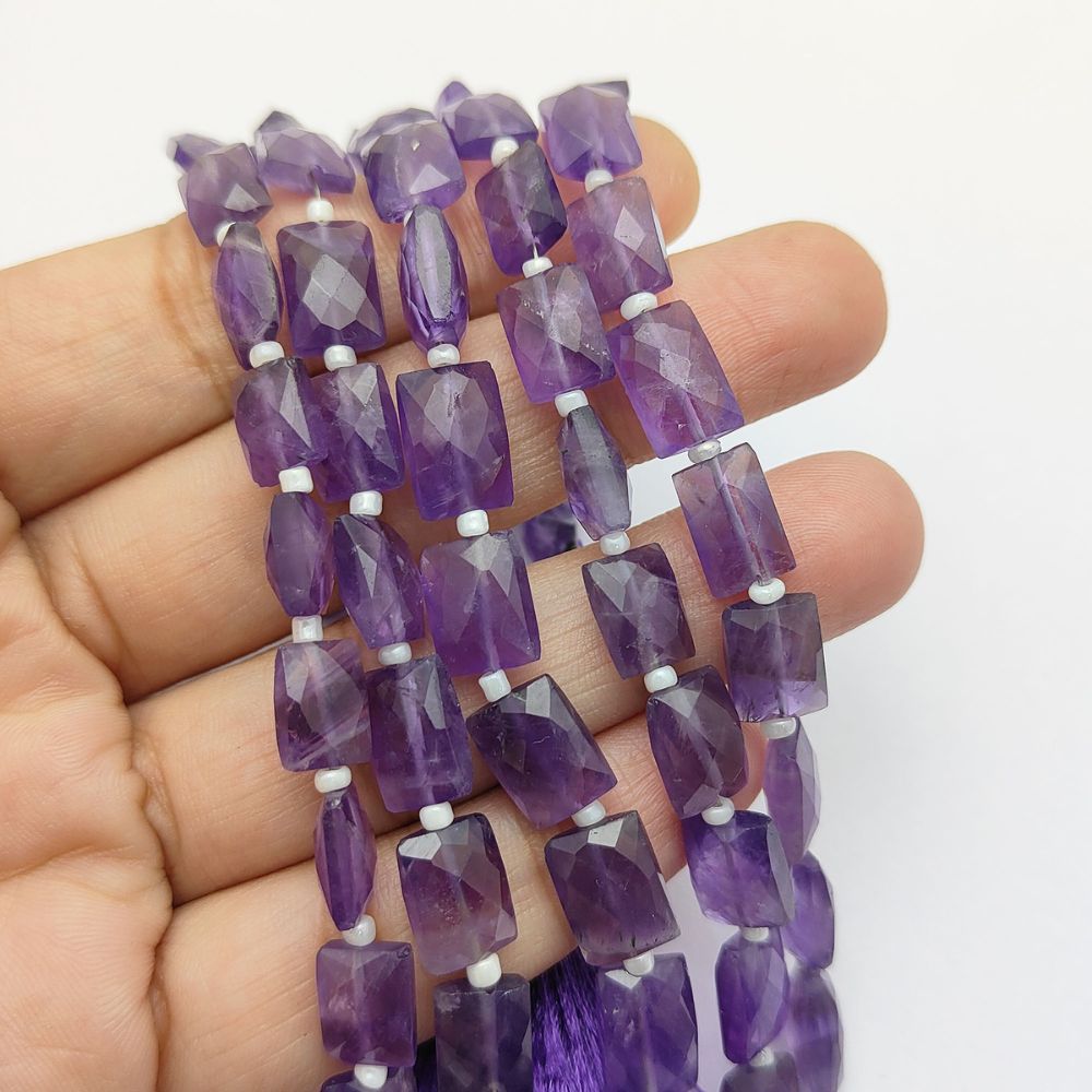 Genuine Amethyst Flat Rectangle Beads Purple Gemstones for Elegant Jewelry Design