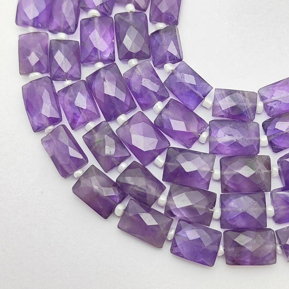 Genuine Amethyst Flat Rectangle Beads Purple Gemstones for Elegant Jewelry Design