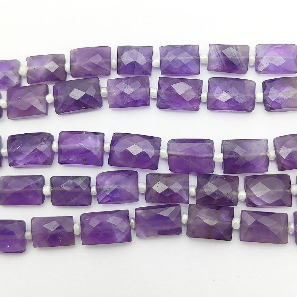 Genuine Amethyst Flat Rectangle Beads Purple Gemstones for Elegant Jewelry Design