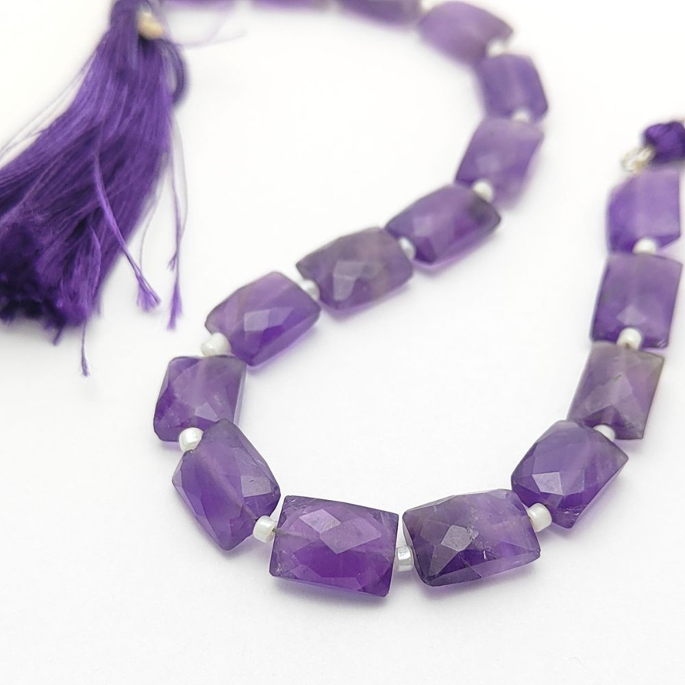 Genuine Amethyst Flat Rectangle Beads Purple Gemstones for Elegant Jewelry Design