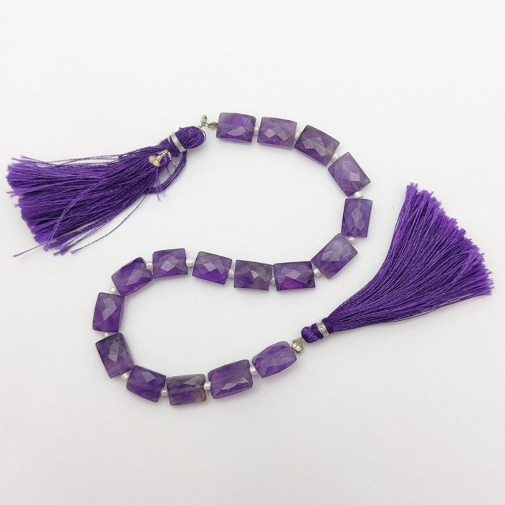 Genuine Amethyst Flat Rectangle Beads Purple Gemstones for Elegant Jewelry Design