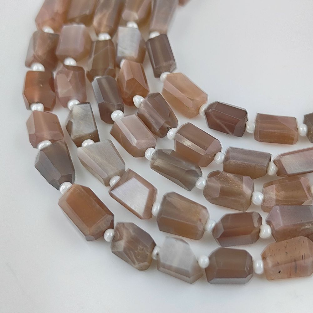 Genuine Chocolate Moonstone Faceted Nugget Beads 5-12mm Unique Gemstones for Jewelry & Crafting