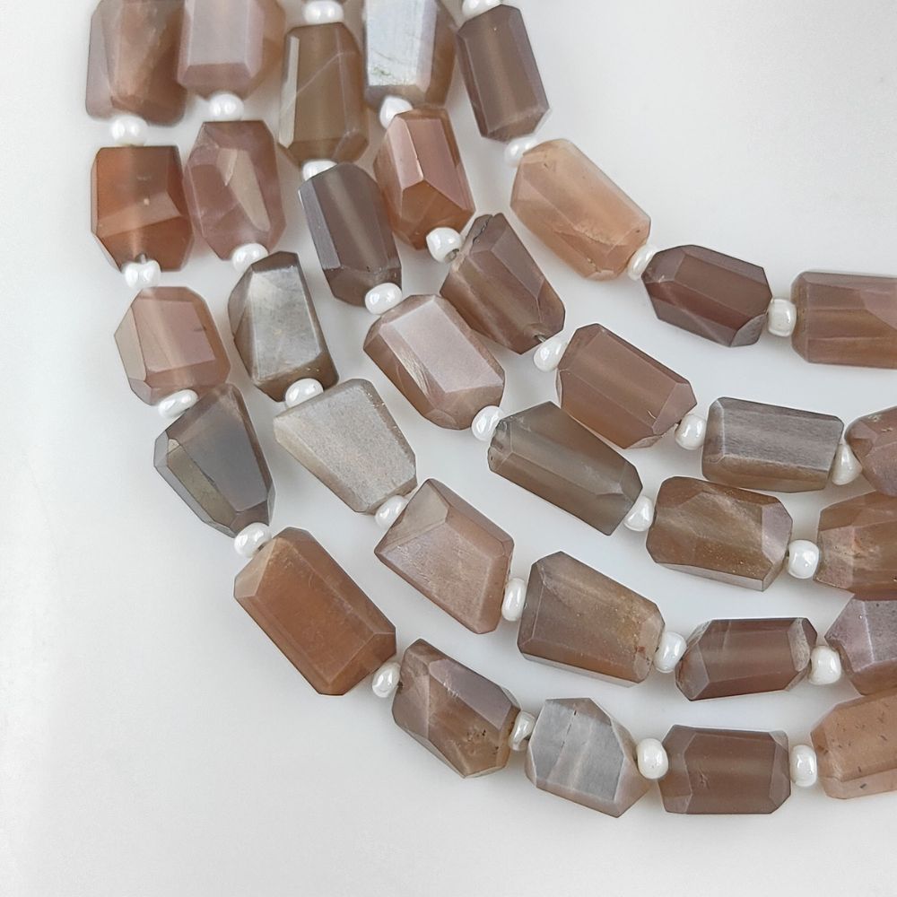 Genuine Chocolate Moonstone Faceted Nugget Beads 5-12mm Unique Gemstones for Jewelry & Crafting