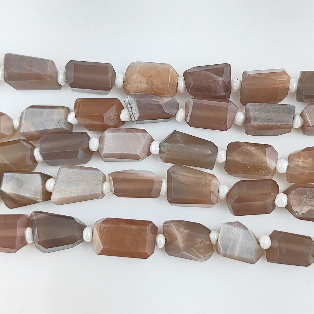 Genuine Chocolate Moonstone Faceted Nugget Beads 5-12mm Unique Gemstones for Jewelry & Crafting