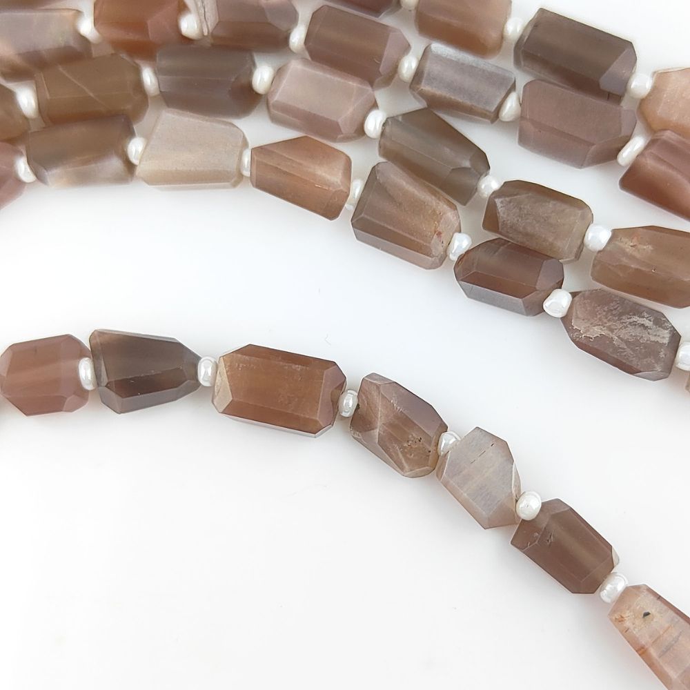 Genuine Chocolate Moonstone Faceted Nugget Beads 5-12mm Unique Gemstones for Jewelry & Crafting