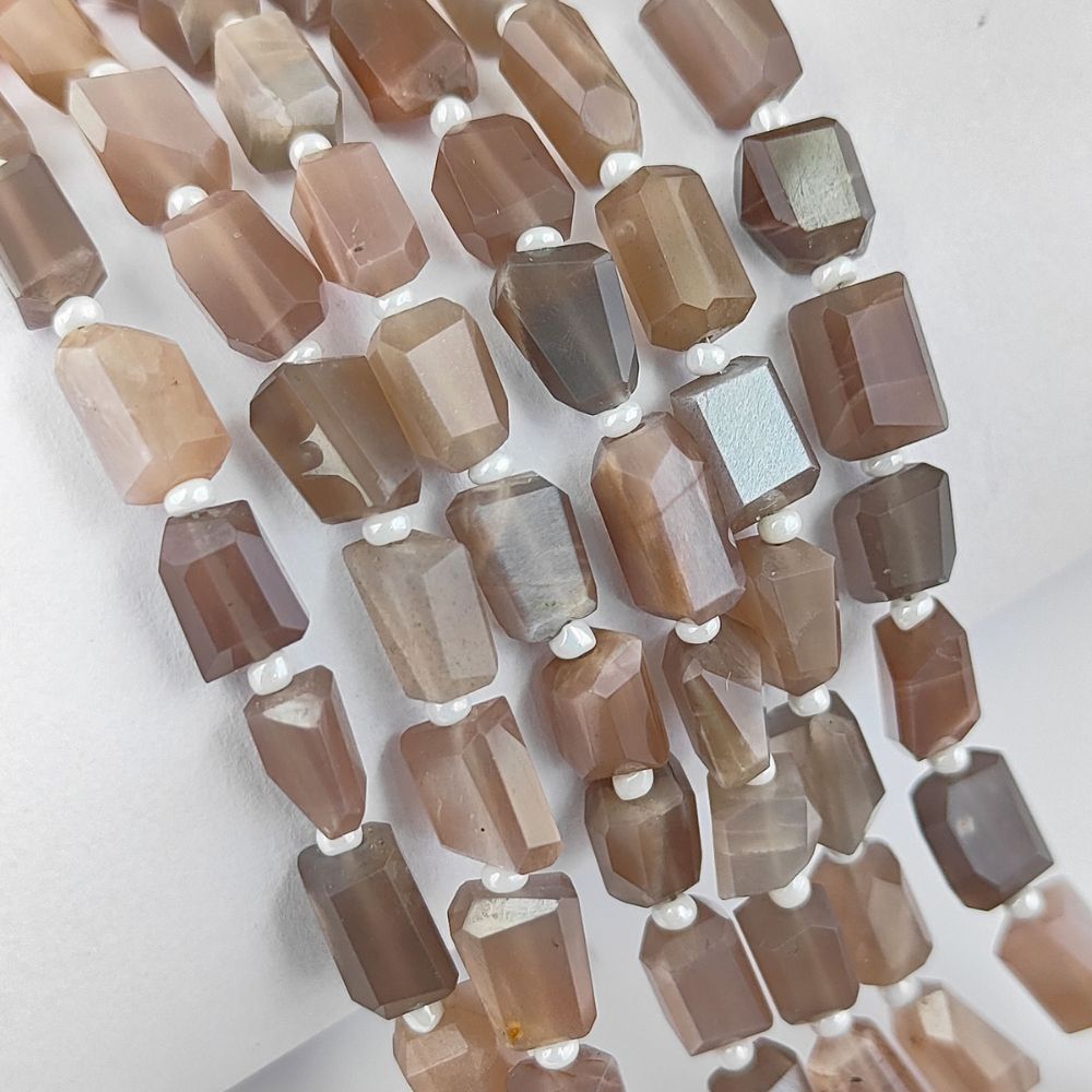 Genuine Chocolate Moonstone Faceted Nugget Beads 5-12mm Unique Gemstones for Jewelry & Crafting