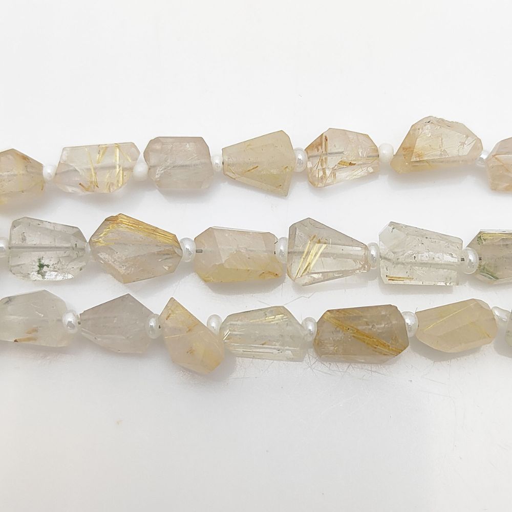 Genuine Golden Rutile Quartz Nugget Beads Faceted 5-12mm for DIY Jewelry & Beading