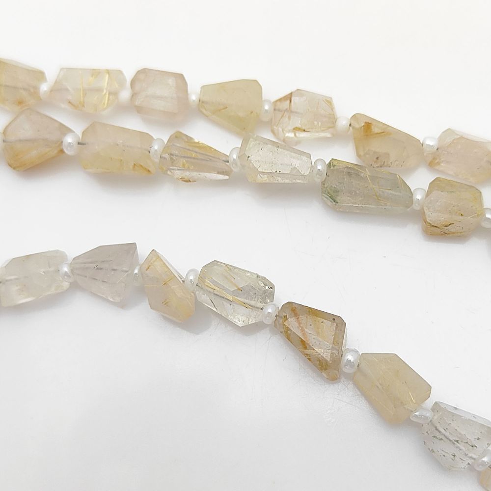 Genuine Golden Rutile Quartz Nugget Beads Faceted 5-12mm for DIY Jewelry & Beading