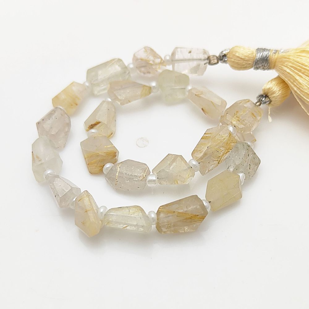 Genuine Golden Rutile Quartz Nugget Beads Faceted 5-12mm for DIY Jewelry & Beading