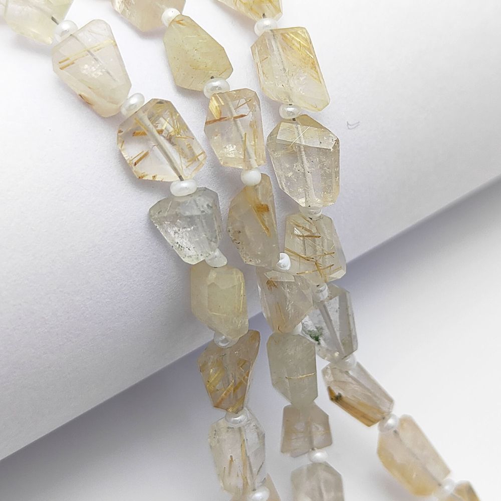 Genuine Golden Rutile Quartz Nugget Beads Faceted 5-12mm for DIY Jewelry & Beading