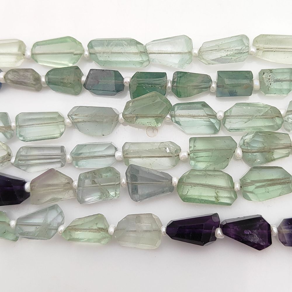 Genuine Multi Fluorite Nugget Beads Faceted 5-12mm Multi-Hued Gemstones for DIY Jewelry & Beading