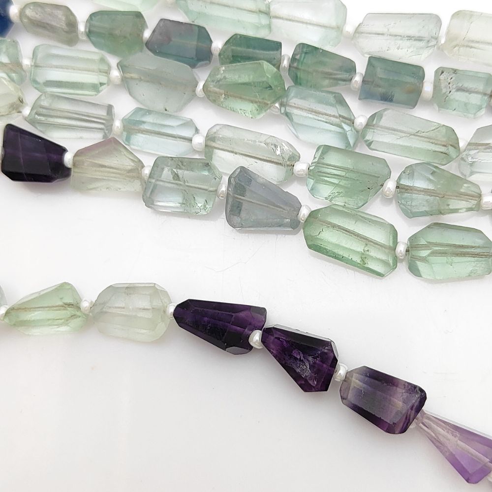Genuine Multi Fluorite Nugget Beads Faceted 5-12mm Multi-Hued Gemstones for DIY Jewelry & Beading