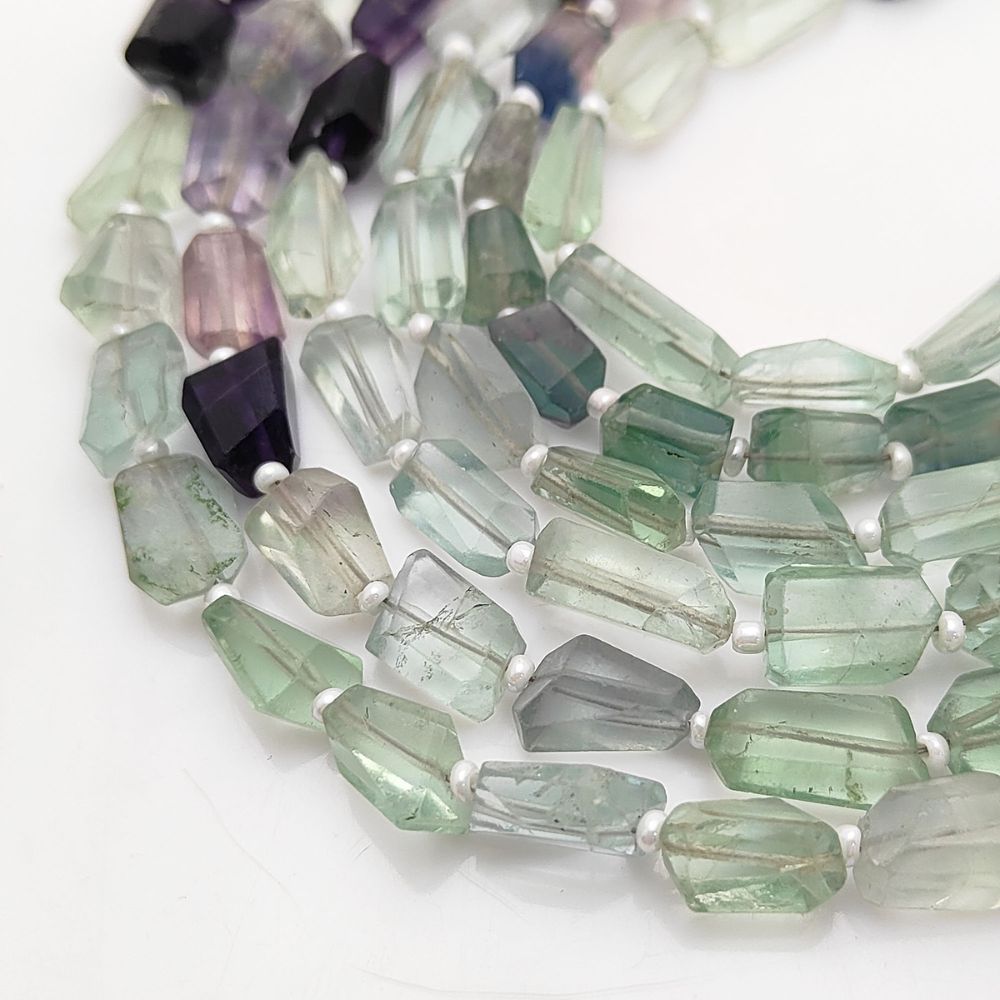 Genuine Multi Fluorite Nugget Beads Faceted 5-12mm Multi-Hued Gemstones for DIY Jewelry & Beading