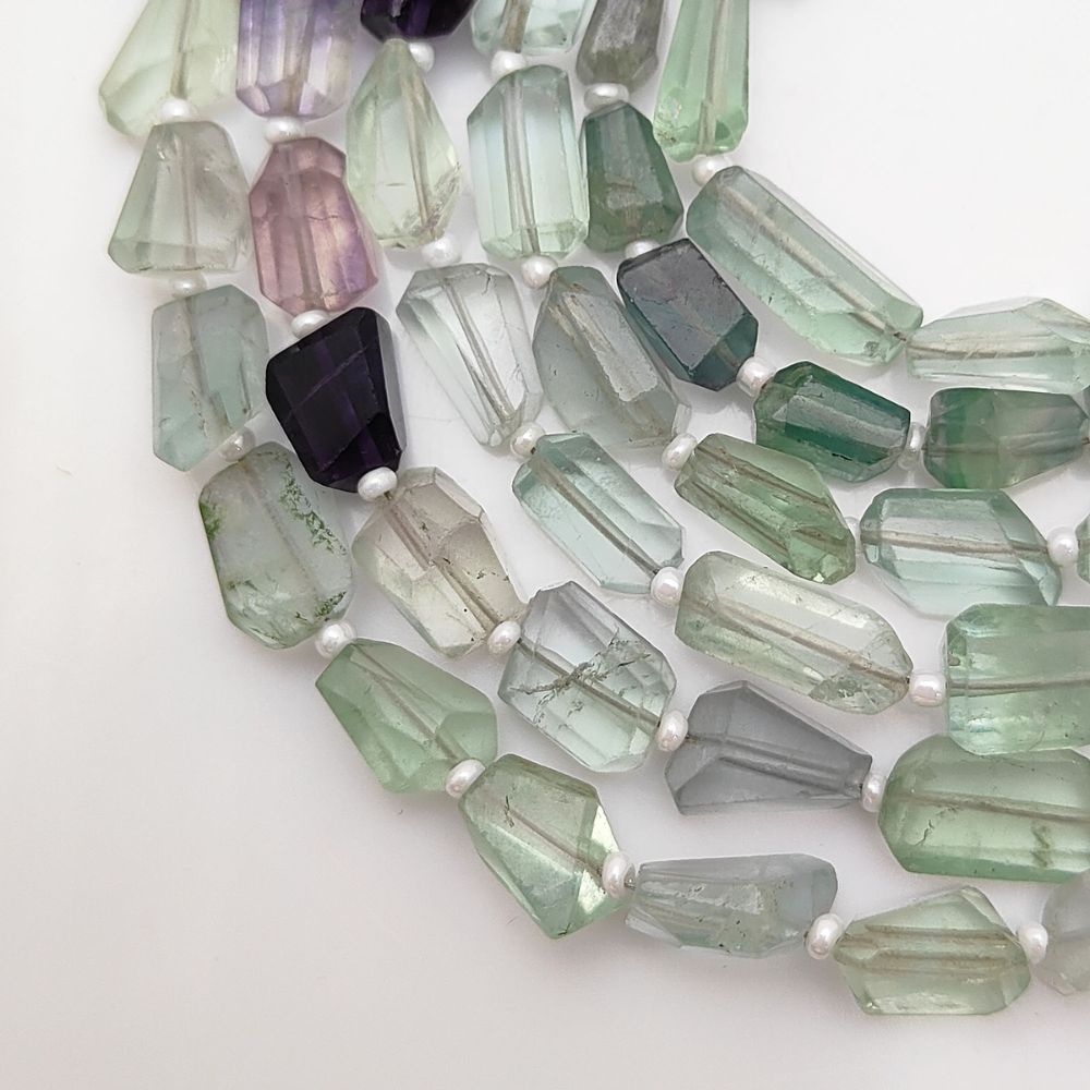 Genuine Multi Fluorite Nugget Beads Faceted 5-12mm Multi-Hued Gemstones for DIY Jewelry & Beading