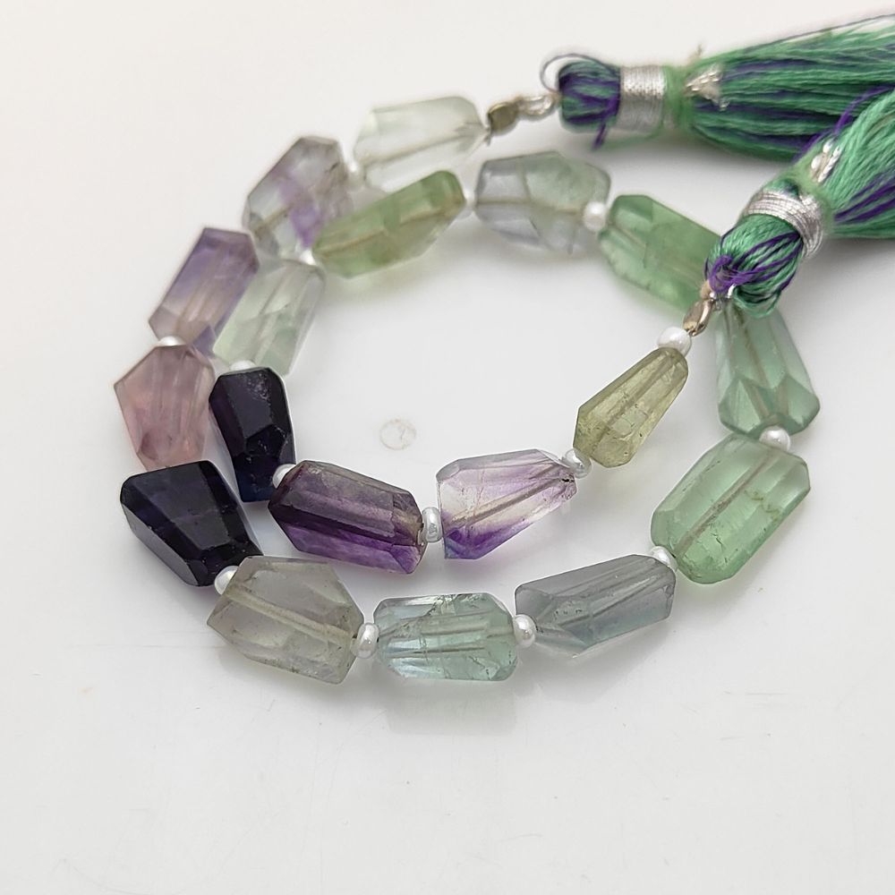 Genuine Multi Fluorite Nugget Beads Faceted 5-12mm Multi-Hued Gemstones for DIY Jewelry & Beading