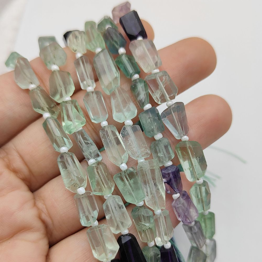 Genuine Multi Fluorite Nugget Beads Faceted 5-12mm Multi-Hued Gemstones for DIY Jewelry & Beading