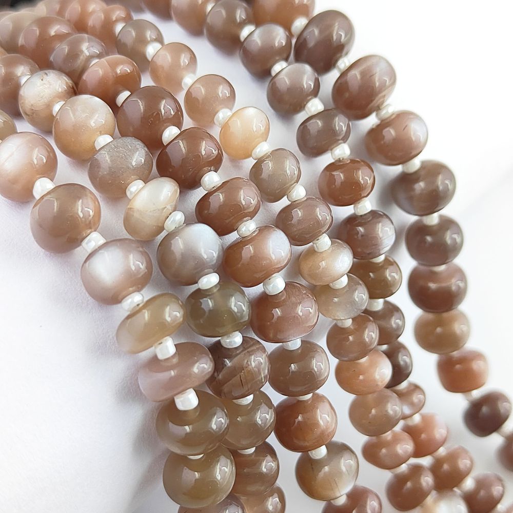 Genuine Chocolate Moonstone Handmade Rondelle Beads