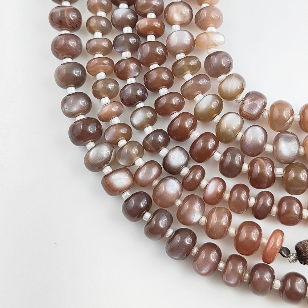 Genuine Chocolate Moonstone Handmade Rondelle Beads